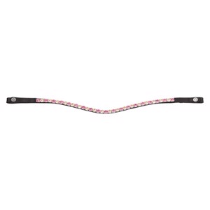 Montar buet pandebånd sort læder Mighty black Peach pink 