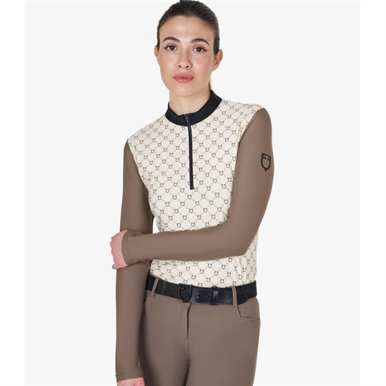 Equestro DAme langærmet bluse med monogram print