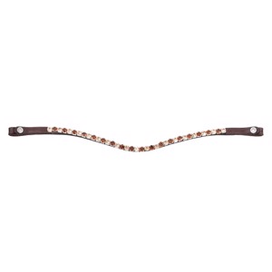Montar buet pandebånd Mighty - brunt læder - Peach/brown